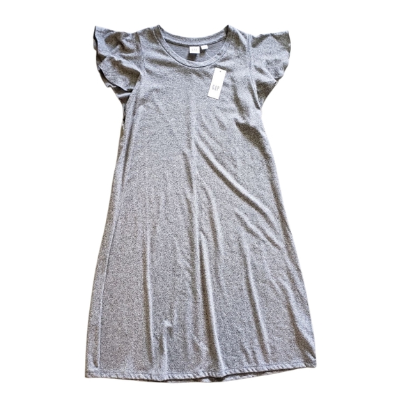 GAP Dresses & Skirts - Gap Heather Grey Flutter Sleeve T Shirt Dress NWT